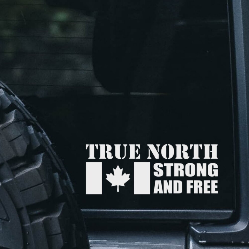 True North Strong and Free Canadian car Decal/Sticker